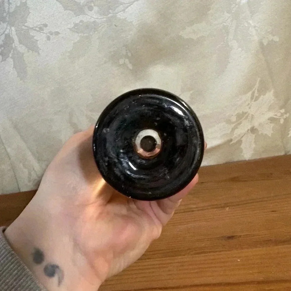 Vintage 60s Decorative Amber Glass Vase Mid Century Modern Glassware - Picture 4 of 5